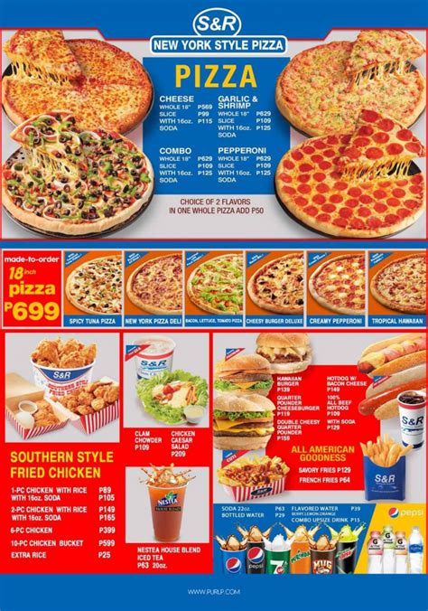 S&R New York Style Pizza Menu Prices .